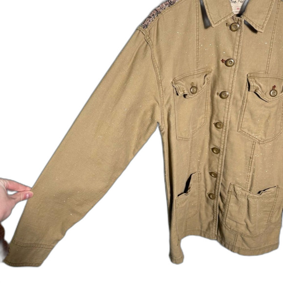 We The Free For Free People Khaki Swept Up Military Shirt Jacket NWOT Size XS - Picture 5 of 16